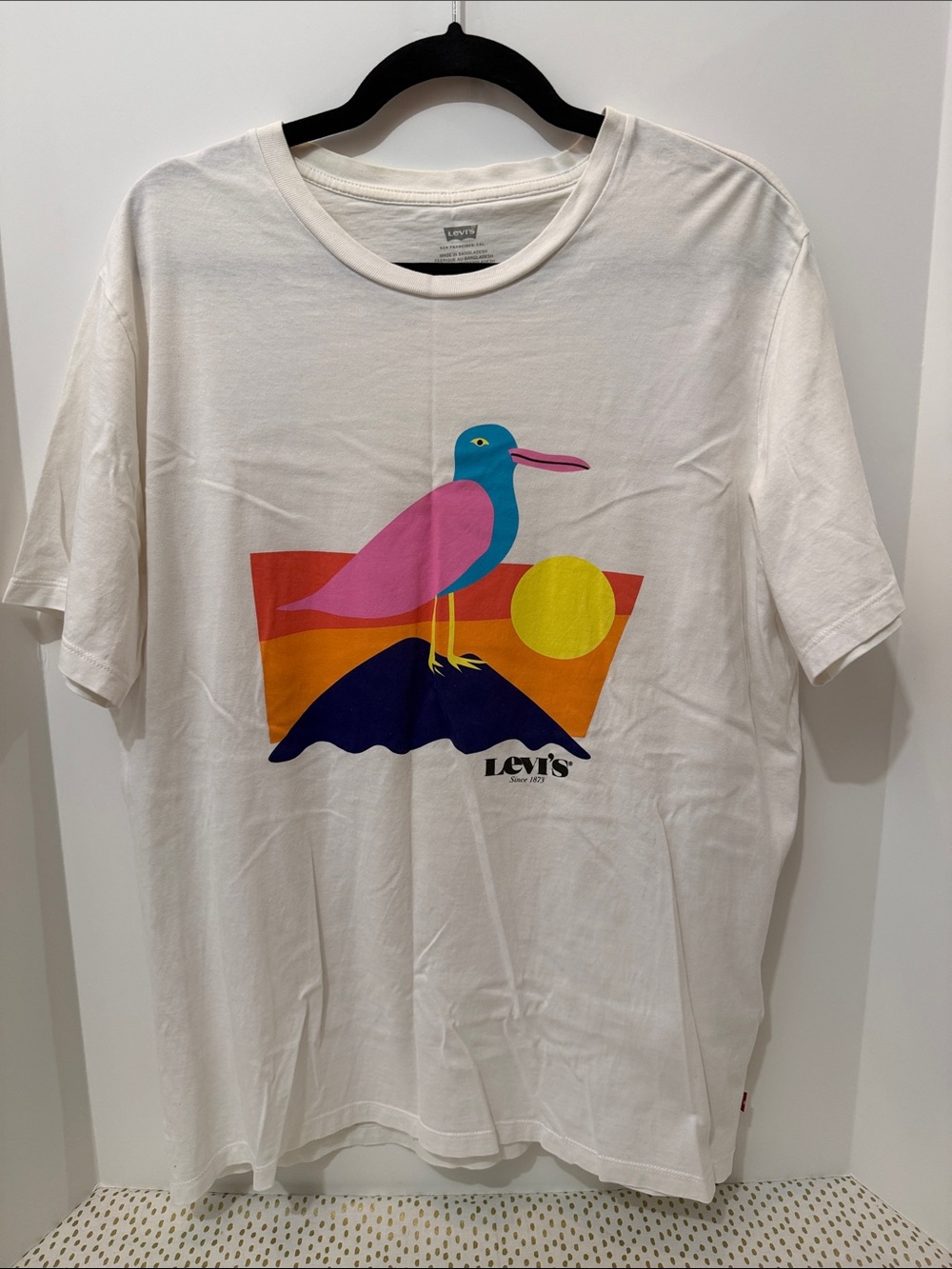 Levi's White Tee with Colorful Bird Graphic
